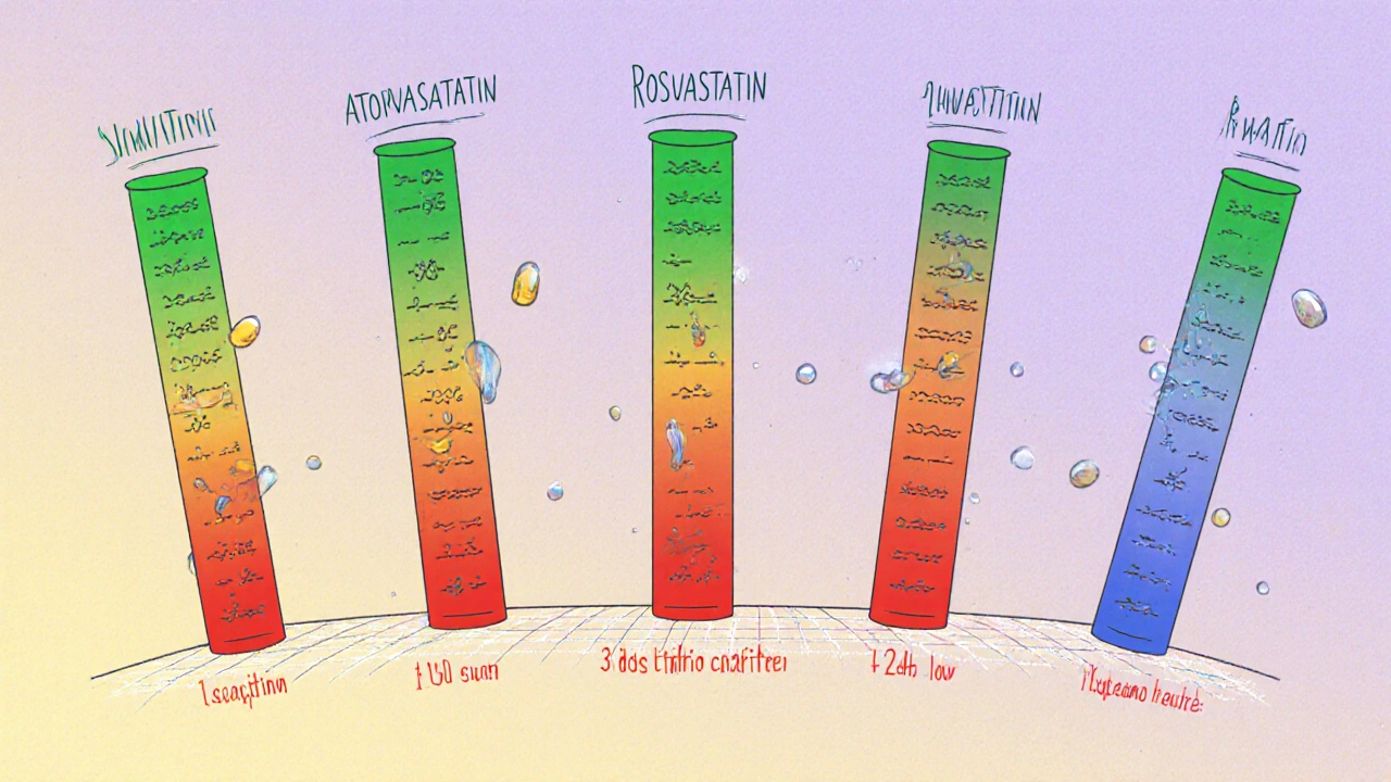 Sammenligning av fem statinflasker med risikobarer og fetthetsmarkører.