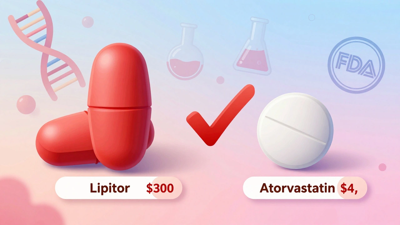 En dyr rød tablett sammenlignet med en billig hvit tablett, med prisforskjell og sjekkmerke mellom dem.