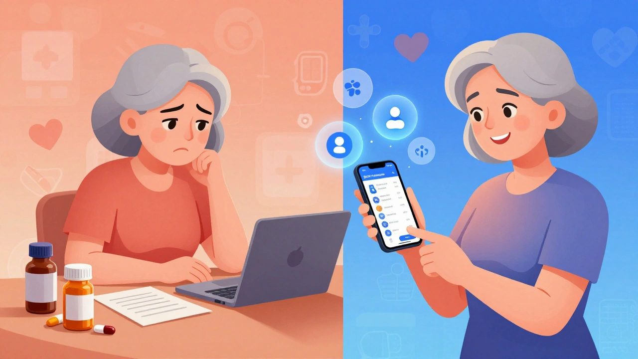 En kvinne sammenligner kaos med piller med en enkel app som kobler til legen.