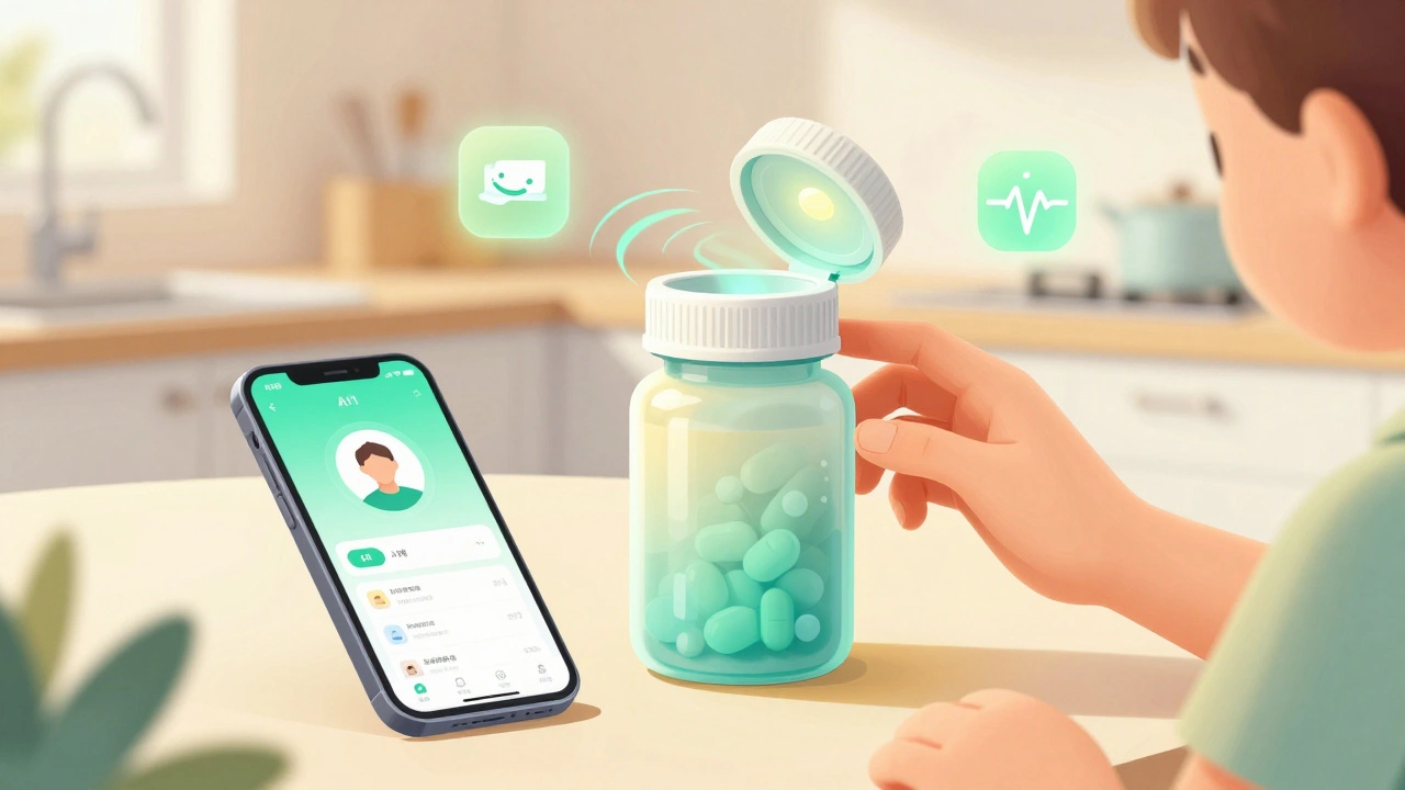 En smart pilleboks sender signal til en app som forutsier glemmelser med AI.