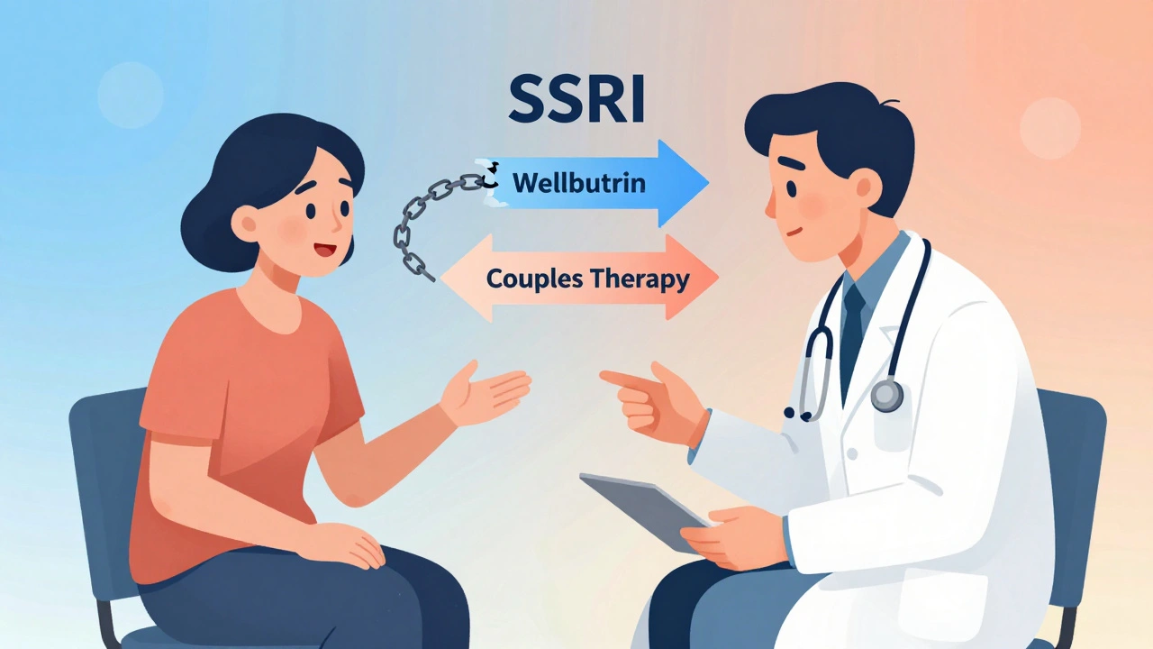 Legen og pasienten snakker om alternativer til antidepressiva med visuelle veier.