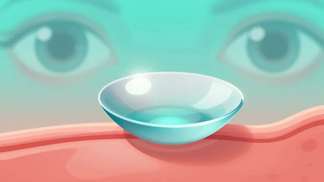 En stiv kontaktlinse skaper en jevn overflate over en forvrengt hornhinne og gjenoppretter klart syn.