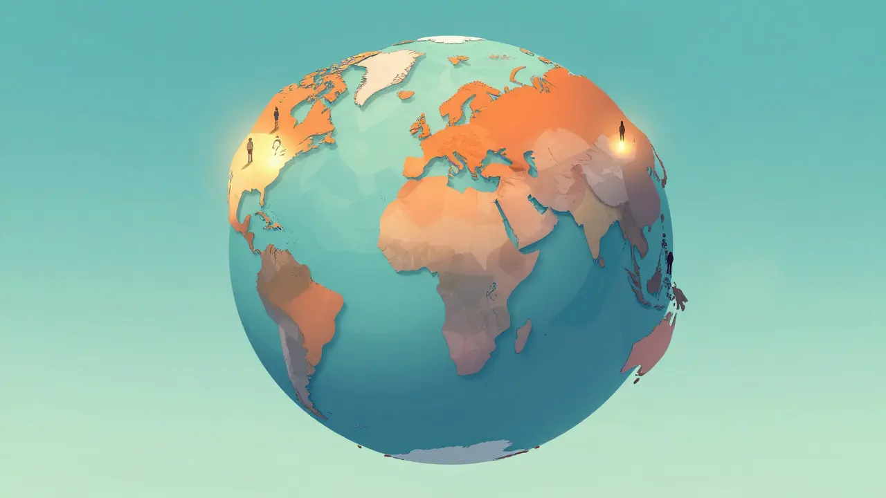 Verdenskart som viser økonomiske forskjeller i helsevesen.