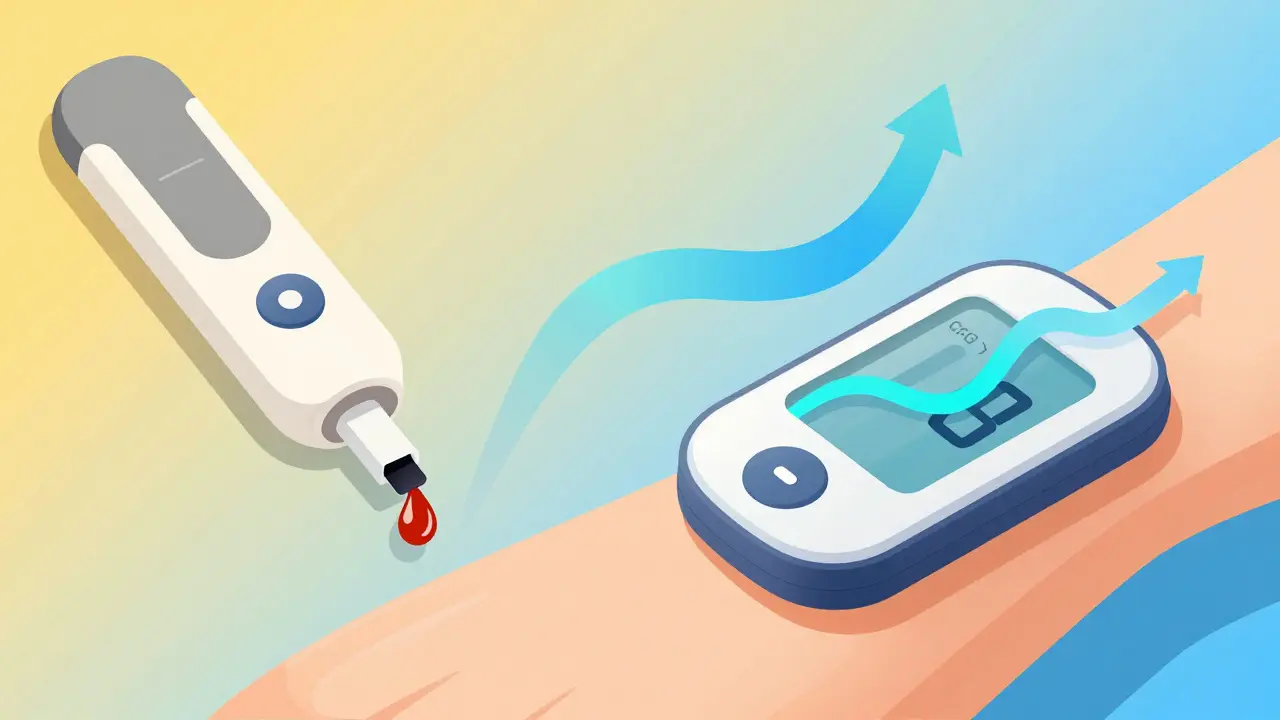 Sammenligning av tradisjonelt fingerstikk og kontinuerlig glukosemåling (CGM) med datagrafer